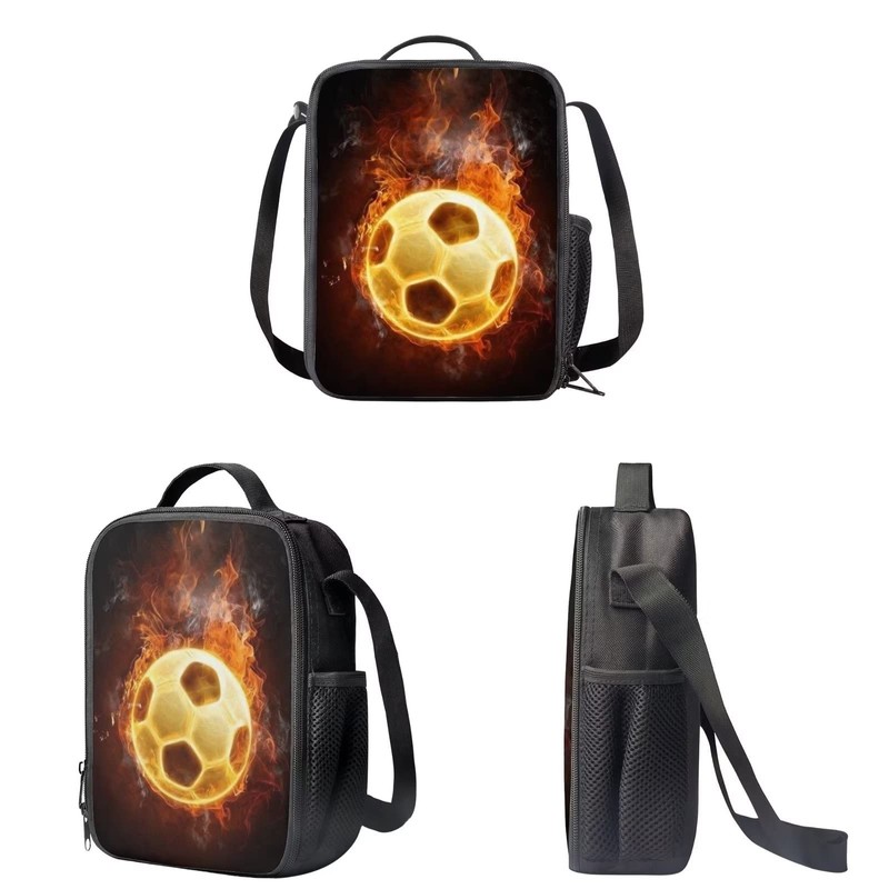 Amzbeauty Fire Football Backpack Set for Boys Girls Kids Elementary