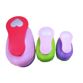 Tropchou Craft Punch Hole Punch 3-Piece Set School Life Play Handmade DIY Crafts (Heart Shape)