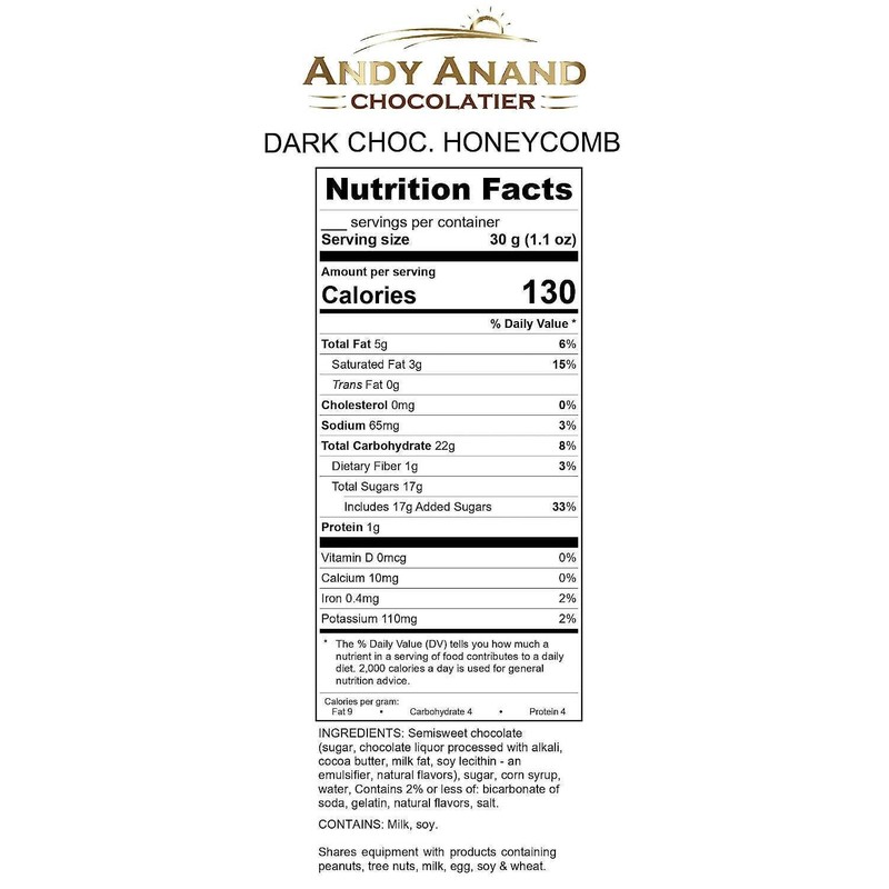 Andy Anand Dark Chocolate Honeycomb 1 lbs Gift Boxed, Ship