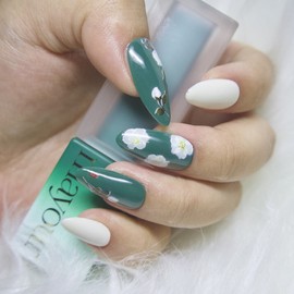 CHOK: 09 Flower Handmade Nail Tips  - Coffin / CHOK : 09 花 수제네일팁  - 코핀
