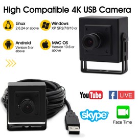 IEights 4K USB Camera with Metal Case HD Video Audio Webcam High Speed Wide Angle PC Camera IMX317 USB for Computer Laptop Jetson Nano Raspberry Pi