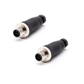 Elecbee Pack of 2 M12 5-Pin Aviation Plug, A Code Sensor Cable Plug, Thread Lock, Round Connector, IP67 Waterproof, Industrial Round Connector for Outdoor Use (Male)