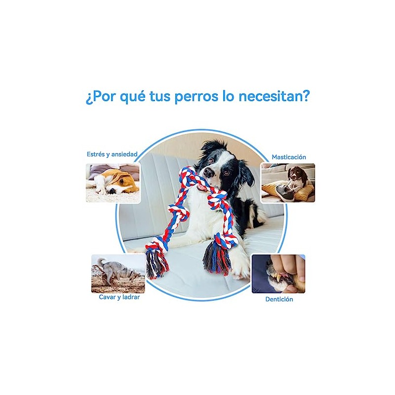 Juguetes para Perro Grande, Cuerda para Masticar Perros 5 Nudos