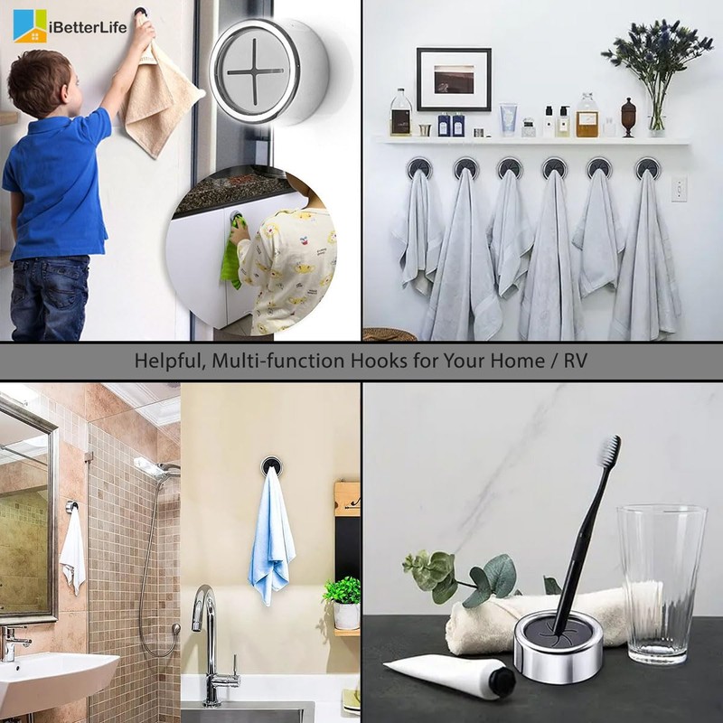 iBetterLife Adhesive Kitchen Towel Hooks - 4 Pack Dish Towel