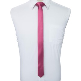 JEMYGINS Men's Extra Thin Necktie, 1.6 inches (4 cm), Youth Tie, Washable, safety pink