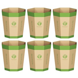 QIMATOP 6-Pack Cardboard Trash Can – Foldable, Recyclable, Plastic-Free & Reusable Small Waste Paper Basket - Garbage Bin Perfect for Office, Bedrooms, Home, Events & Outdoor Activities (2.1 Gallon)