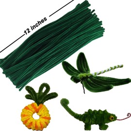 100Pcs Green Pipe Cleaners Chenille Stems for DIY Art & Crafts with Googly Eyes 100Pcs (12inch x 6mm)