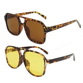 LLFYXM 2 Pairs of Square Retro Sunglasses Tinted Retro Sunglasses Women, Womens Mens Vintage Pilot Rectangle Suitable for Driving Traveling Outdoor Activities Leisure Fashion and Other Activities