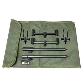 2 ROD ALI SHORT BUZZ BAR SET BLACK WITH BAG + 2 RESTS CARP FISHING TACKLE