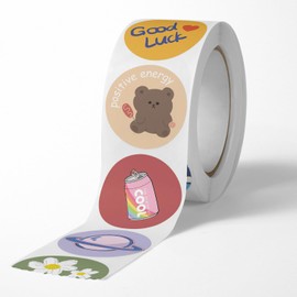 Pegatinas de Agradecimiento de 1 Pulgada Estilo Mono Para Sellar y Decorar Papel de Regalo Varias Fiestas Cumpleaños DIY Decoración Hecha a Mano 500 Etiquetas por Rollo