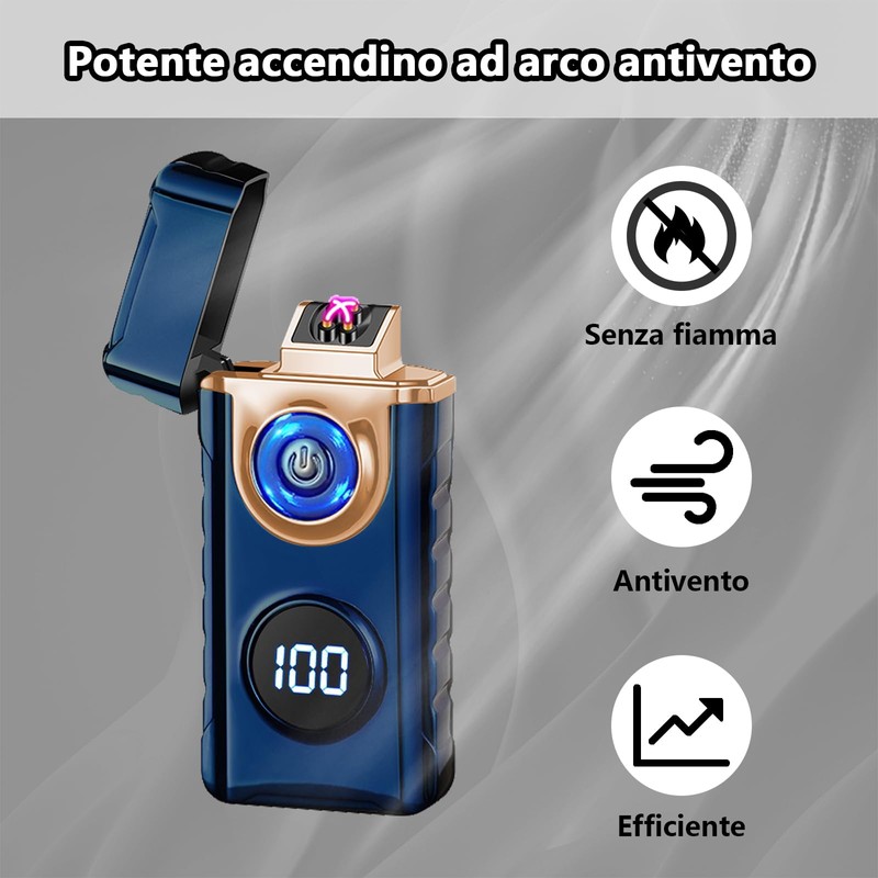 TIKIUKI Electric Lighter Dual Arc Lighter Plasma Metal Flameless Lighters