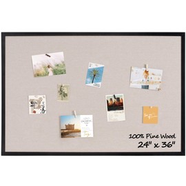 Fun Memories Cork Board Bulletin Board for Office, 24" x 36" Pine Wooden Framed Corkboard, Wall Mounted Notice Pin Board for School Home & Office, Black