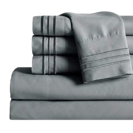 Mocassi King Sheet Set - Luxury Hotel 1800 Premier Bedding Sheets & Pillowcases - Ultra Soft Breathable & Cooling Bed Sheets - Deep Pocket - Wrinkle Resistant - 6 Piece Set - King, Gray