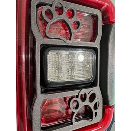 Generic Dog Paw Outline Version in 3D - Black for Jeep Gladiator Rear LED Tail Light Covers (2020-2024) Love Dogs Pet Pets Paws Wag