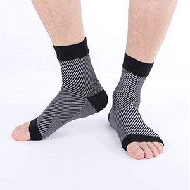PintoMed - Socks Support for Plantar Fasciitis, Ankle Brace, Achilles Tendonitis, Breathable, Helps Strains, Sprains, Compression Ankle Sleeve, Weak and Arthritic Ankles. Pair, Unisex, Black SIZE L/XL