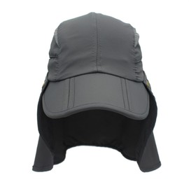 Connectyle Men's Women's UPF 50+ Sun Hat for Golfing, Fishing & Hiking Outdoor Folding Baseball Cap with Neck Flap Dark Grey