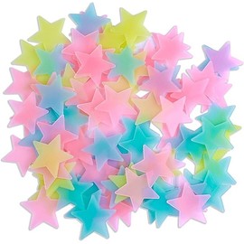 100 Pcs Colorful Glow Star in The Dark Luminous Stars Fluorescent Noctilucent Plastic Wall Stickers Murals Decals for Home Art Decor Ceiling Wall Decorate Kids Babys Bedroom Room Decorations (Rainbow-1)