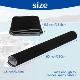 Trolling Motor Cable Organizer Sleeve, 60" L Neoprene Trolling Motor Sleeve Organizer Trolling Motor Wire Cover, Cable Management Sleeve Wrap for Cover Wire and Extension Cords (Black/White)