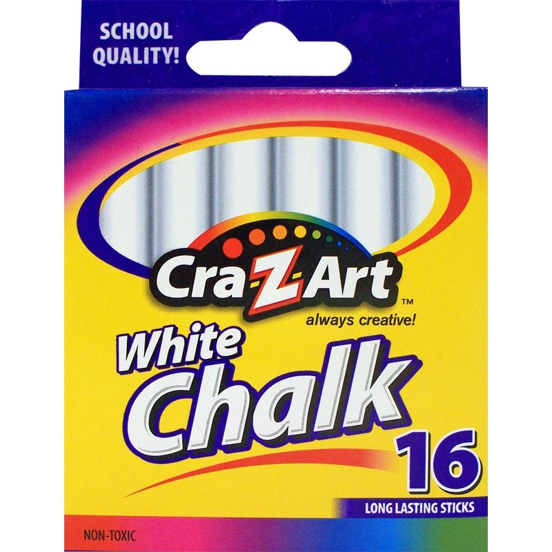 Cra-Z-Art Classroom Chalk, White, Pack Of 16 Pieces