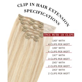 SAFIRENY Clip in Hair Extensions 14 inch platinum blonde Highlighted Bleach Blonde Real Human Hair 140g 7pcs Hair Clip in Straight Real Hair Extensions for Women(#27P60-16inch)