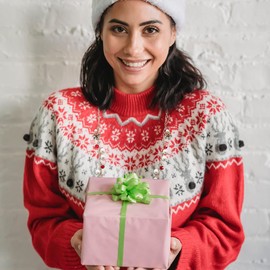 Madison Tyler Christmas Long Necklace for Women | Statement Christmas Gold Mistletoe | Pearls Jewelry | Xmas Holiday Necklaces Gifts