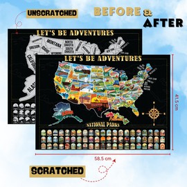 Scratch Off Map of United States, All 63 US National Parks Scratch Off Poster, United States Travel Map Poster, National Park Posters, Scratch Off Map of USA for Traveling (16.5"x23")