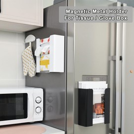 Magnetic Wall-Mounted Tissue Box Holder and Glove Box Dispenser - Convenient Storage for Disposable Gloves and Tissues Box for Freezer, Accessories for Kitchen, Bathroom, Home