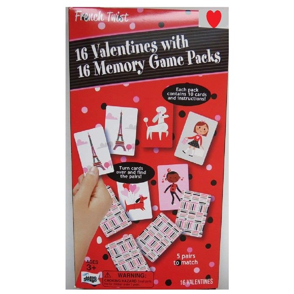 16 Valentines with 16 memory game packs French Twist game