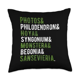 Pothos Philodendron Hoya Syngonium Monstera Houseplant Throw Pillow
