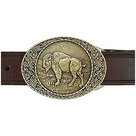 Bison Buckle and Belt OBM108B IMC-Retail 42 Chestnut Brown