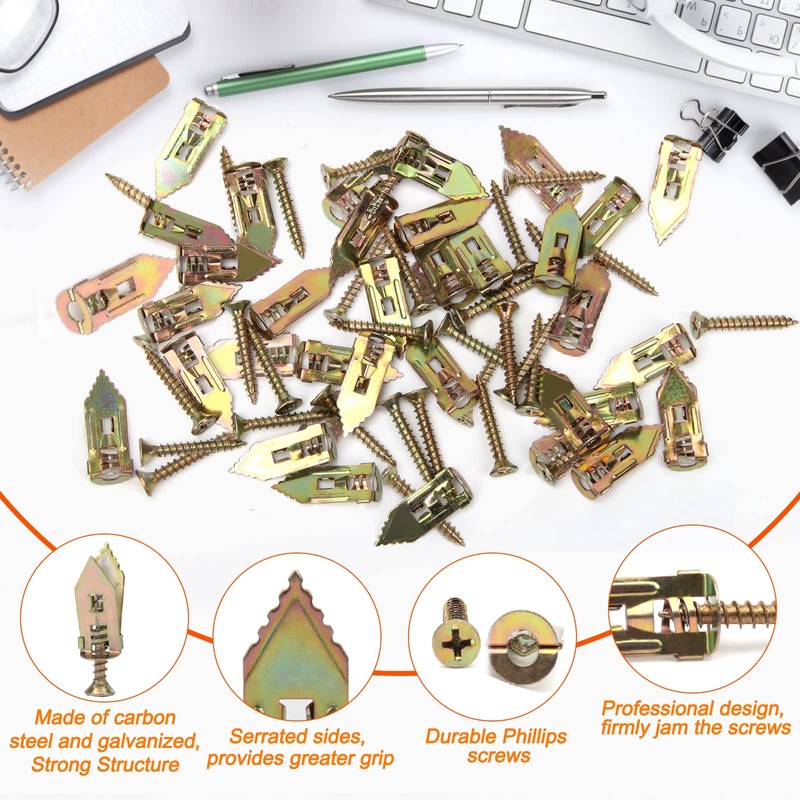 100Pcs Self Drilling Drywall Anchors with Screws, Ahier 50Pcs Metal