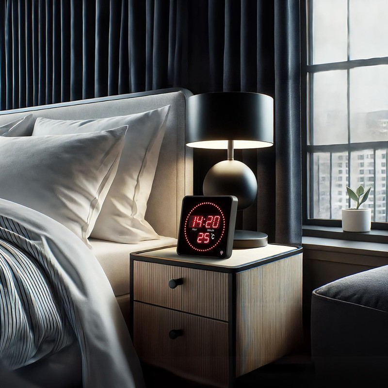 Lunartec Digital Wall Clock Radio-Controlled Clock: Flat LED Wireless Table