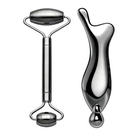 303 Stainless Steel Face Roller Set with Metal Gua Sha Facial Tool– Face Massager Tool for Lymphatic Drainage & Sculpting, Ice Face Roller & Guasha To