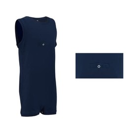 Kaycey Popper Vest Sleeveless Bodysuit With Crotch Snap Closure & Tube Access, Adaptive Clothing for Adults & Big Kids with Special Needs, Soft Cotton, Navy, Medium