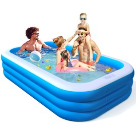ALLADINBOX Inflatable Family Swimming Pool, 118"X72"X22" Full-Sized Lounge Pool Large Rectangle Swim Center for Backyard Summer Pool Party & Ball Pits, Outdoor