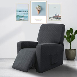 EBETA E Armchair Throws, Armchair Protector, Stretch Cover for Relaxing Chair, Complete Protective Cover, Made of Elastic Armchair, Wing Chair (Dark Grey)