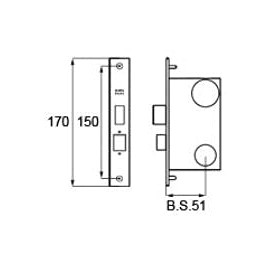 TOSTEM MIWA PA-01 Lock Case, For Bar Handles, Main Box Lock, Replacement, Backset, 2.0 inches (51 mm), Main Use Door: Various Entrance Doors PA01