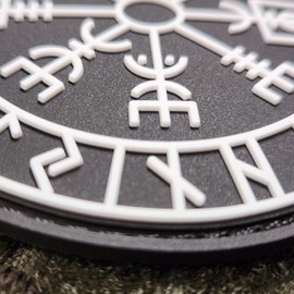 PVC Patch VEGVISIR VIKING BRUJULA Phosphorescent 3D Velcro | Size 80mm | 3D Velcro for Military Backpacks | Ideal for Outdoor, Hiking, Bushcraft, Survival | TS-PTCH-VKGBSG