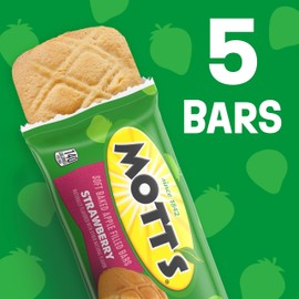 Mott's Soft Baked Apple Filled Bars, Strawberry Flavor Snacks, Made with Real Fruit, 5 Ct, 6.55 oz