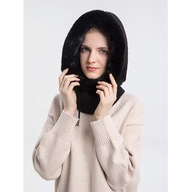 AISHITE Neck Warmer, Knit Hat, Cold Protection, Winter, Fur Lining, Skiing, Outdoors, Unisex, Cap Pilot Cap, Black