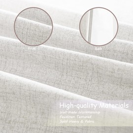 2 Panels Set 100% Blackout White Curtains Linen Textured 95 Inch Length Grommet Complete Blackout Drapes Darkening Thermal Insulated Curtains with White Liner for Living Room/Villa/Bedroom