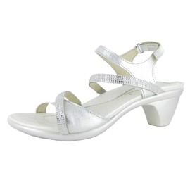 NAOT Footwear Women's Innovate Sandal Soft Silver Leather with Clear Rhinestones - 9 M US