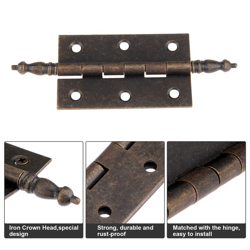Dophee 2Pcs 127x44mm Antique Bronze 6 Holes Hinges for Vintage