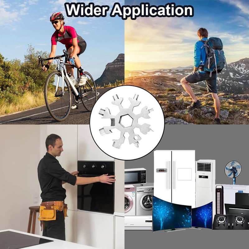 Ruayia Multifunctional Keyring, Multitool Keyring, Silver Hexagonal - Socket Wrench