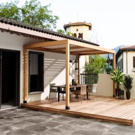 4x4'' Post Brackets for Wood Posts, 4PCS Heavy Duty Woodworks DIY Post Base Kit Easy Installation for Gazebos, Patio Pergolas, Log Cabin (Inner Size 3.6x3.6)