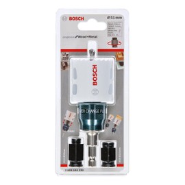 Bosch Professional Hole Saw Progressor for Wood & Metal Starter Kit Set (for wood and metal, Ø 51 mm, accessory rotary drill)
