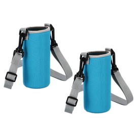 PATIKIL 65mmx155mm Water Bottle Sling Bag, 2 Pack Neoprene Portable Insulated Bottle Holder Carrier with Adjustable Shoulder Strap, Blue