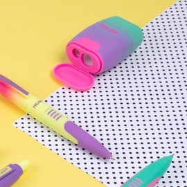 MILAN Blister Pack Sunset Purple Compact Sharpener + 2 Replacement Erasers, BYM10451