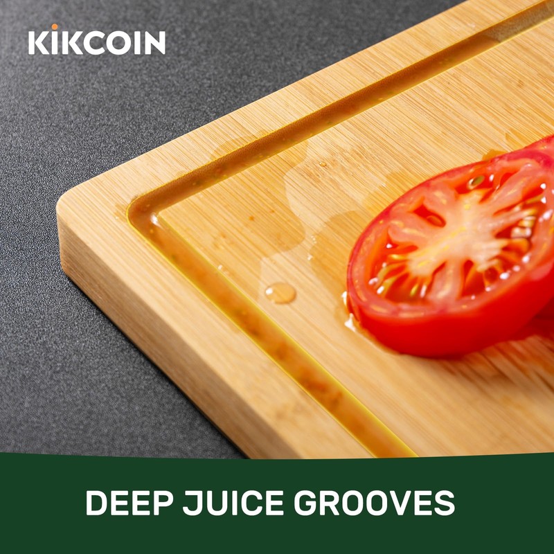 Kikcoin 20”×14” Bamboo Cutting Boards for Kitchen, Wooden Healthy Cutting