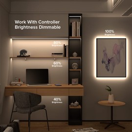 FCOB COB LED Strip Light Flexible High Density Uniform Bright Cool White 6000K 320LEDs 9W/m 16.4FT DC24V CRI90+ Dimmable LED Tape Light for Kitchen Bedroom Home Indoor DIY,No Power and Controller